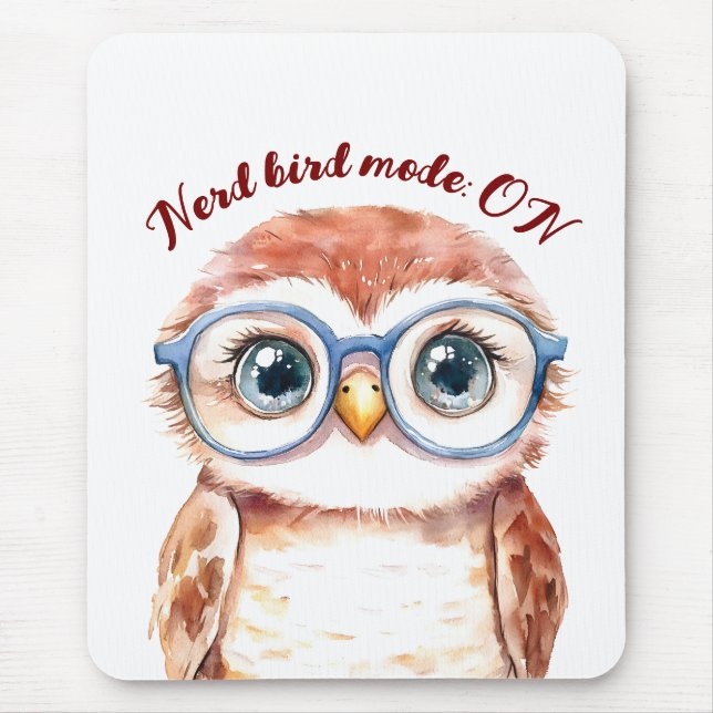 Geek Nerd Bird  Mouse Pad (Front)