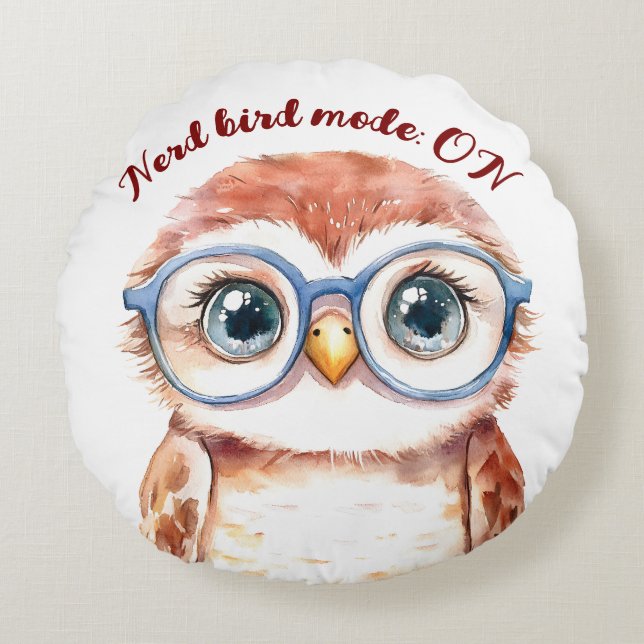 Geek Nerd Bird  Round Cushion (Front)