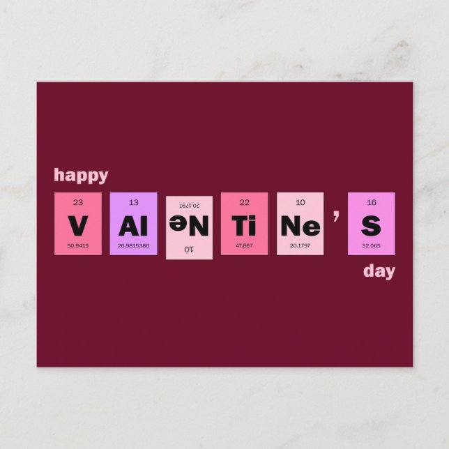 Geek Nerd Science Happy Valentine's Day Holiday Postcard (Front)