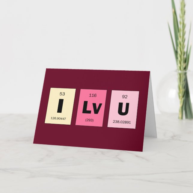 Geek Nerd Science I Love You Holiday Card (Front)