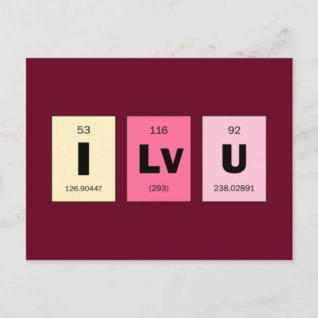 Geek Nerd Science I Love You Postcard (Front)