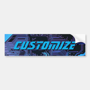 Geek Out Custom PCB Blue Electronic Circuit Board Bumper Sticker