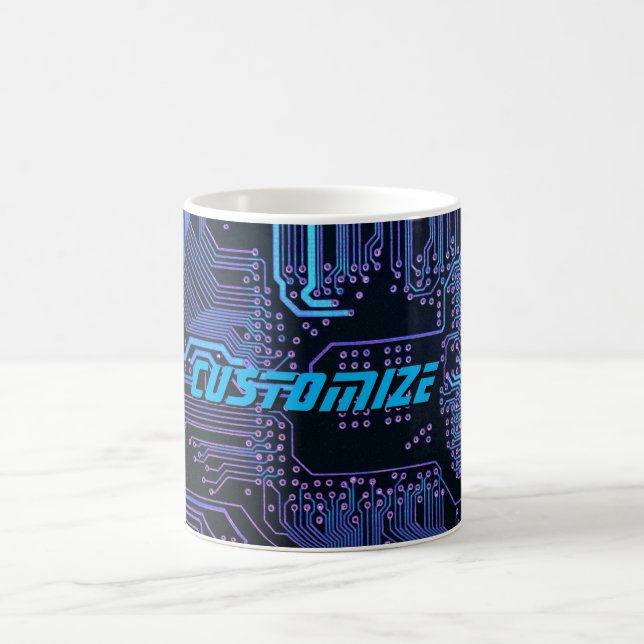 Geek Out Custom PCB Blue Electronic Circuit Board Coffee Mug (Center)