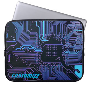 Geek Out Custom PCB Blue Electronic Circuit Board Laptop Sleeve