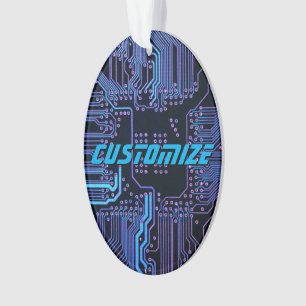 Geek Out Custom PCB Blue Electronic Circuit Board Ornament