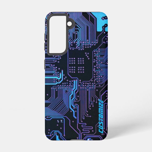 Geek Out Custom PCB Blue Electronic Circuit Board Samsung Galaxy S21 Case (Back)