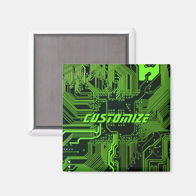 Geek Out Custom PCB Green Electronic Circuit Board Magnet (Front/Back)