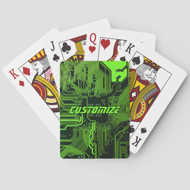 Geek Out Custom PCB Green Electronic Circuit Board Playing Cards (Back)