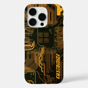 Geek Out Custom PCB Orange Circuit Board iPhone 16 Pro Case