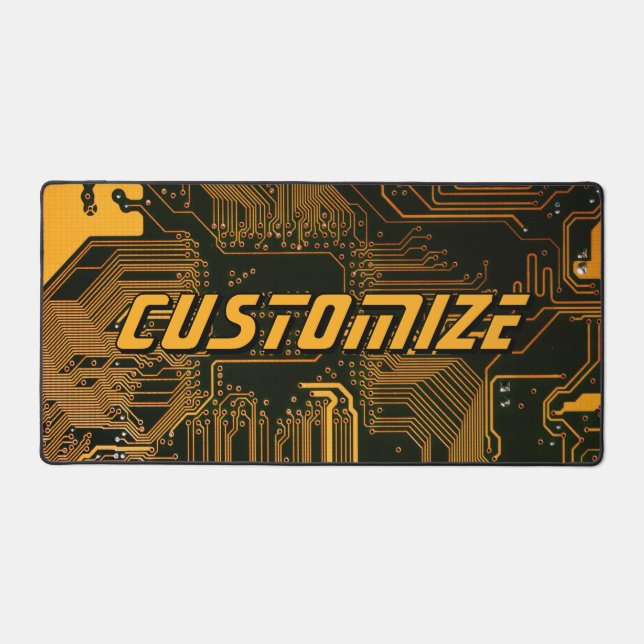 Geek Out Custom PCB Orange Circuit Board Desk Mat (Front)