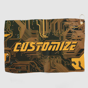 Geek Out Custom PCB Orange Circuit Board Golf Towel