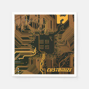 Geek Out Custom PCB Orange Circuit Board Napkin