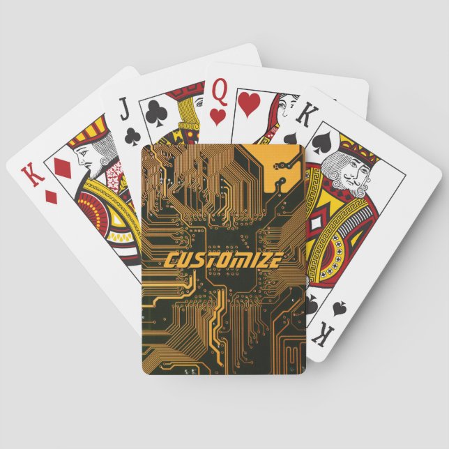 Geek Out Custom PCB Orange Circuit Board Playing Cards (Back)