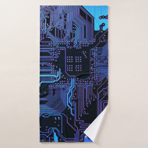 Geek Out Nerd PCB Blue Electronic Circuit Board Bath Towel