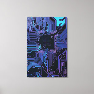 Geek Out Nerd PCB Blue Electronic Circuit Board Canvas Print