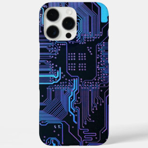 Geek Out Nerd PCB Blue Electronic Circuit Board iPhone 16 Pro Max Case