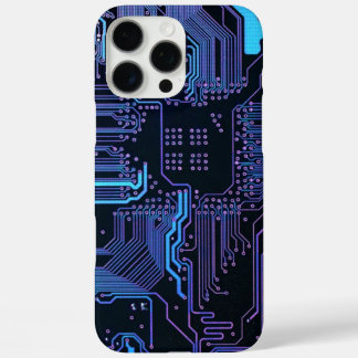 Geek Out Nerd PCB Blue Electronic Circuit Board  iPhone 16 Pro Max Case