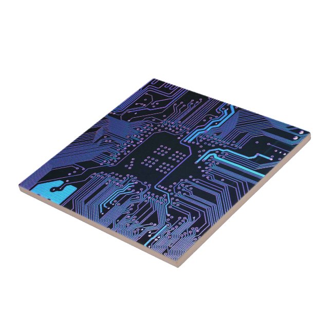 Geek Out Nerd PCB Blue Electronic Circuit Board  Ceramic Tile (Side)