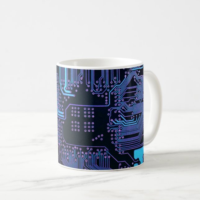 Geek Out Nerd PCB Blue Electronic Circuit Board  Coffee Mug (Front Right)