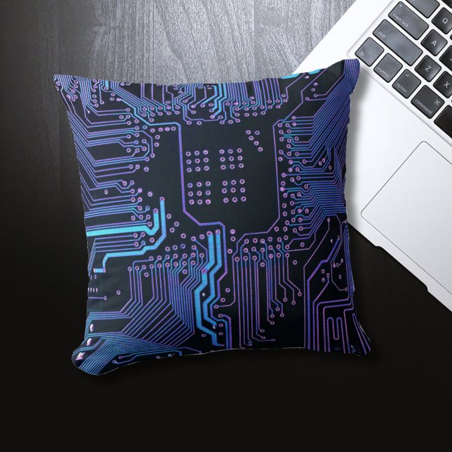 Geek Out Nerd PCB Blue Electronic Circuit Board  Cushion (Creator Uploaded)