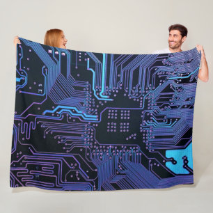 Geek Out Nerd PCB Blue Electronic Circuit Board  Fleece Blanket