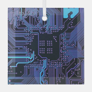 Geek Out Nerd PCB Blue Electronic Circuit Board Glass Tree Decoration