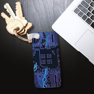 Geek Out Nerd PCB Blue Electronic Circuit Board  Key Ring