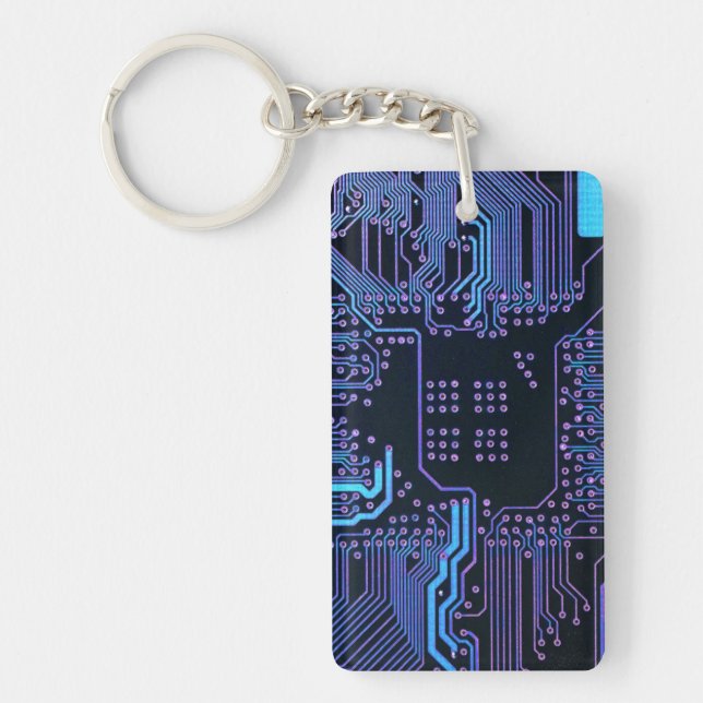 Geek Out Nerd PCB Blue Electronic Circuit Board  Key Ring (Front)