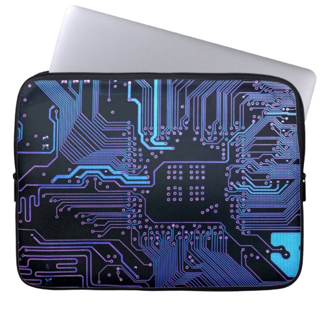 Geek Out Nerd PCB Blue Electronic Circuit Board  Laptop Sleeve (Front)
