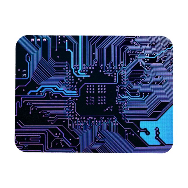 Geek Out Nerd PCB Blue Electronic Circuit Board  Magnet (Horizontal)