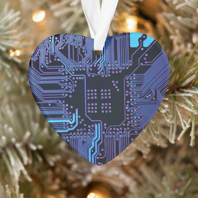 Geek Out Nerd PCB Blue Electronic Circuit Board  Ornament (Tree)