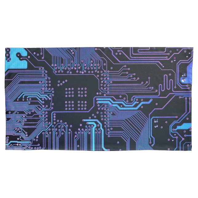Geek Out Nerd PCB Blue Electronic Circuit Board  Pillowcase (Front-Left)