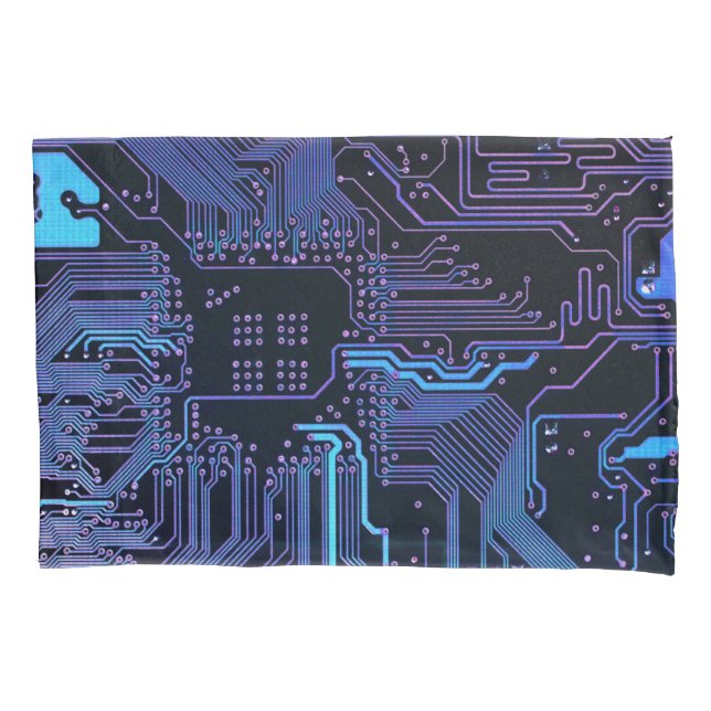 Geek Out Nerd PCB Blue Electronic Circuit Board  Pillowcase (Front-Left)