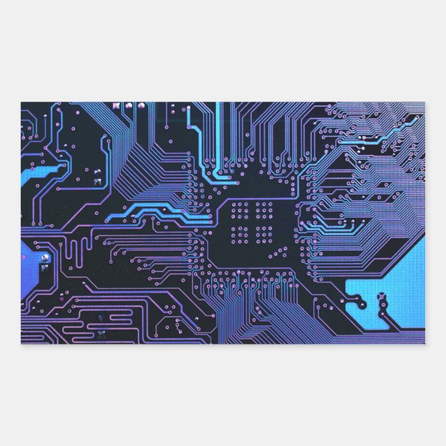 Geek Out Nerd PCB Blue Electronic Circuit Board  Rectangular Sticker (Front)