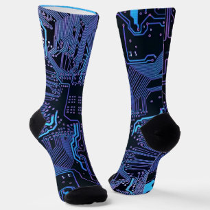 Geek Out Nerd PCB Blue Electronic Circuit Board Socks