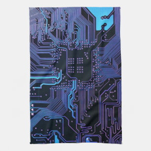 Geek Out Nerd PCB Blue Electronic Circuit Board Tea Towel