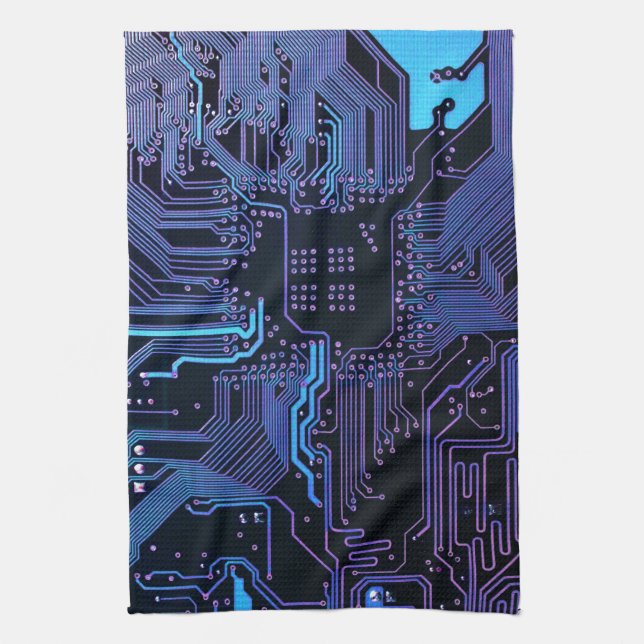 Geek Out Nerd PCB Blue Electronic Circuit Board  Tea Towel (Vertical)