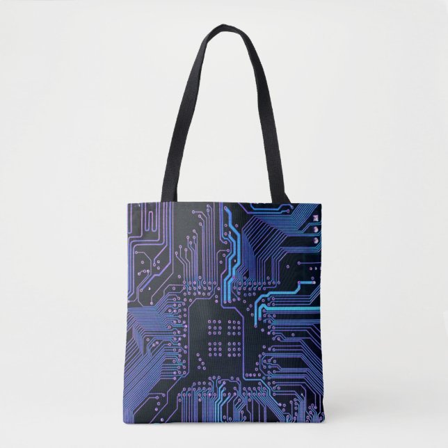 Geek Out Nerd PCB Blue Electronic Circuit Board  Tote Bag (Front)