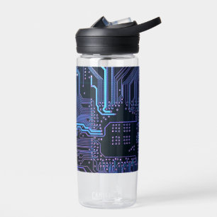 Geek Out Nerd PCB Blue Electronic Circuit Board Water Bottle