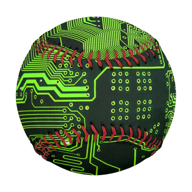 Geek Out Nerd PCB Green Electronic Circuit Board  Baseball (Front)