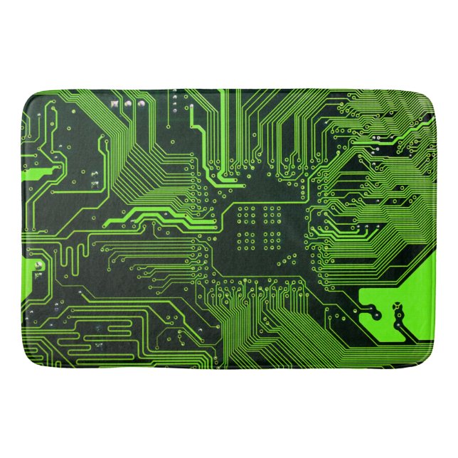 Geek Out Nerd PCB Green Electronic Circuit Board  Bath Mat (Front)