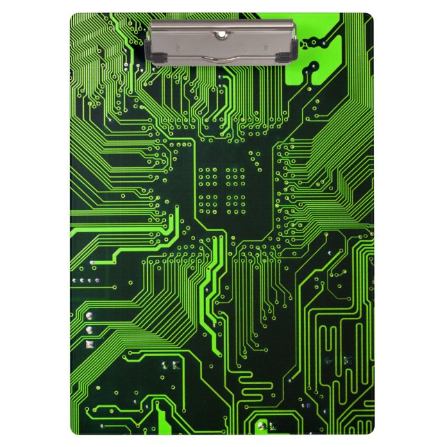 Geek Out Nerd PCB Green Electronic Circuit Board  Clipboard (Front)