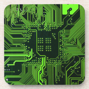 Geek Out Nerd PCB Green Electronic Circuit Board Coaster