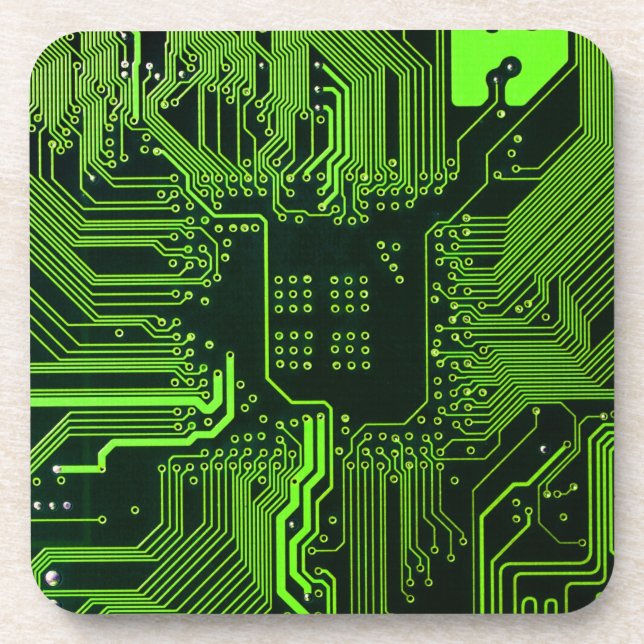 Geek Out Nerd PCB Green Electronic Circuit Board  Coaster (Front)
