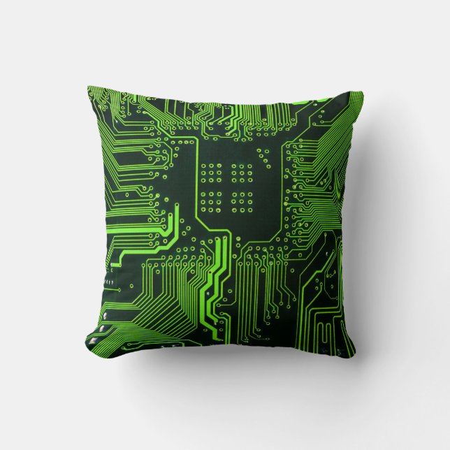 Geek Out Nerd PCB Green Electronic Circuit Board  Cushion (Front)