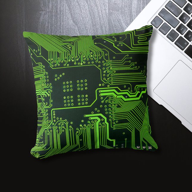 Geek Out Nerd PCB Green Electronic Circuit Board  Cushion (Creator Uploaded)