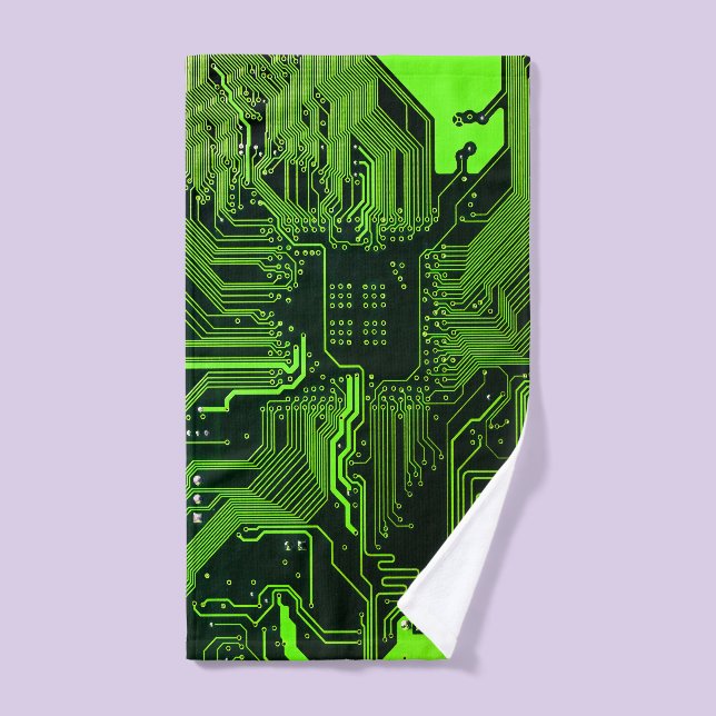 Geek Out Nerd PCB Green Electronic Circuit Board  Hand Towel (Hand Towel)