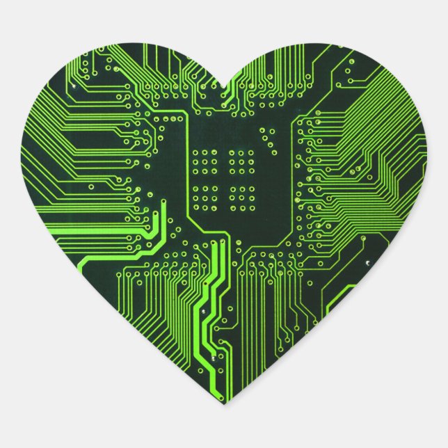 Geek Out Nerd PCB Green Electronic Circuit Board  Heart Sticker (Front)