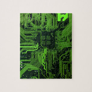 Geek Out Nerd PCB Green Electronic Circuit Board  Jigsaw Puzzle