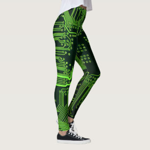 Geek Out Nerd PCB Green Electronic Circuit Board Leggings